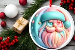 Santa Round Ornament Sublimation PNG Product Image 2