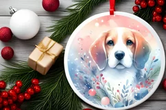 Colorful Pastel Dog Christmas Image Sublimation PNG Product Image 1