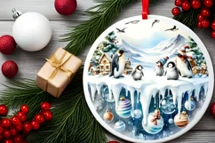 Round Christmas Ornament Sublimation|Clipart Product Image 2