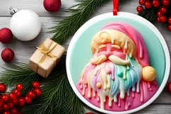 Santa Round Ornament Sublimation PNG Product Image 2