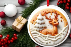3D Deer Round Ornament Sublimation PNG Product Image 2