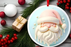 Santa Winter Round Ornament Sublimation PNG Product Image 1