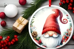 Winter Gnome Round Ornament Sublimation PNG Product Image 2