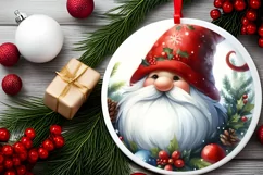 Winter Gnome Round Ornament Sublimation PNG Product Image 2