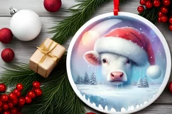 3D Winter Scene with Santa Hat PNG Product Image 1