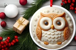 Owl Round Ornament Sublimation PNG Product Image 2