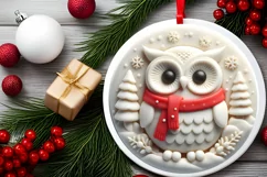 Owl Round Ornament Sublimation PNG Product Image 2