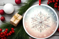 Winter Snowflake Round Ornament Sublimation PNG Product Image 2