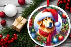 Dog Round Ornament Sublimation PNG Product Image 2