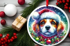 Dog Round Ornament Sublimation PNG Product Image 1