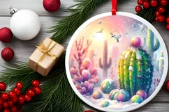 Santa Melting Winter Scene Cactus PNG Product Image 2