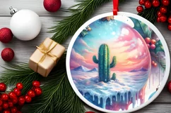 Santa Melting Winter Scene Cactus PNG Product Image 2