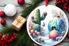 Santa Melting Winter Scene Cactus PNG Product Image 2
