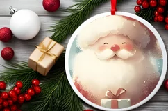 Santa Round Ornament Sublimation PNG Product Image 2