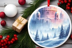 Winter Scene Tour Eifel Round Ornament Sublimation PNG Product Image 2