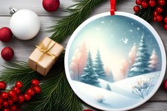 Winter Scene Tour Eiffel Round Christmas Ornament Product Image 2