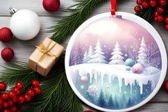 Winter Scene Tour Eifel Round Ornament Sublimation PNG Product Image 2