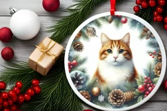 Watercolor Winter Cat Image PNG Product Image 1
