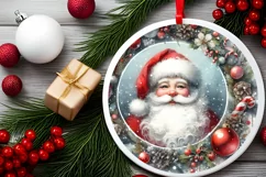 Santa Round Ornament Sublimation PNG Product Image 2