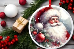 Santa Round Ornament Sublimation PNG Product Image 2