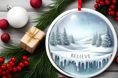 Winter Scene Believe Round Sublimation PNG Product Image 2