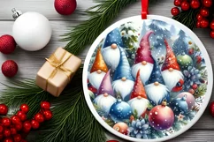 Winter Gnomes Round Ornament Sublimation PNG Product Image 2