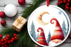 Winter Gnomes Round Ornament Sublimation PNG Product Image 2