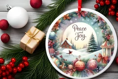 Round Christmas Ornament Sublimation|Clipart Product Image 2