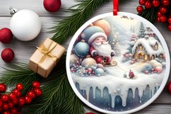Winter Scene with Santa Round Ornament Sublimation PNG Product Image 2