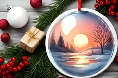 Melting Winter Scene Spain Round Ornament Sublimation PNG Product Image 2