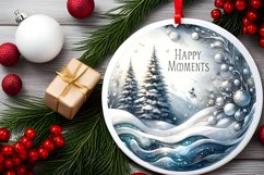 Happy Moments Round Christmas Ornament Sublimation PNG Product Image 2