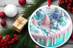 Round Christmas Ornament Sublimation|Clipart Product Image 2
