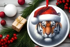 Winter Scene Tiger Portrait Sublimation PNG Product Image 2