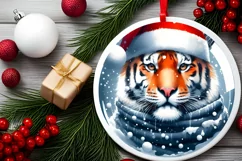 Winter Scene Tiger Portrait Sublimation PNG Product Image 2