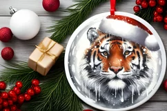 Winter Scene Tiger Portrait Sublimation PNG Product Image 2
