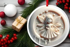 Christmas Fairy Round Ornament Sublimation PNG Product Image 2