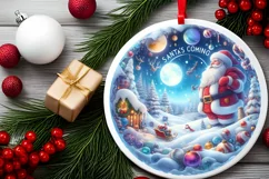 Round Christmas Ornament Sublimation|Clipart Product Image 2