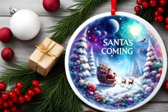 Round Christmas Ornament Sublimation|Clipart Product Image 2