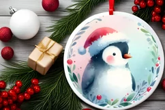 Penguin Winter Gnomes Round Sublimation PNG Product Image 1