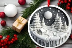 Round Christmas Ornament Sublimation|Clipart Product Image 2