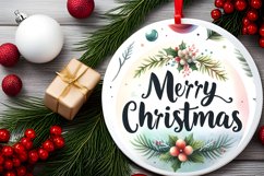 Merry Christmas Type Treatment Winter Round Sublimation PNG Product Image 2