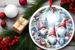 Winter Gnomes Round Ornament Sublimation PNG Product Image 1