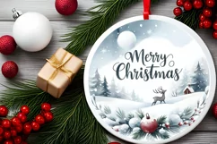 Merry Christmas Round Sublimation PNG Product Image 2