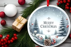 Merry Christmas Round Sublimation PNG Product Image 2