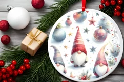 Winter Gnomes Round Ornament Sublimation PNG Product Image 2