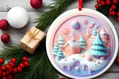 Round Christmas Ornament Sublimation|Clipart Product Image 2
