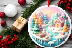 Round Christmas Ornament Sublimation|Clipart Product Image 2