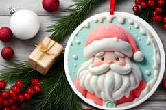 Winter Santa Round Ornament Sublimation PNG Product Image 2