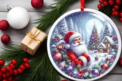 Melting Winter Scene with Santa Round Ornament Sublimation Product Image 2
