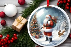 Melting Winter Scene with Santa Round Ornament Sublimation Product Image 2
